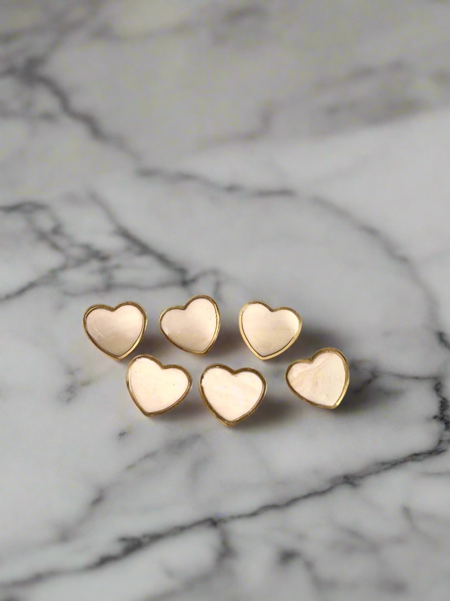 Pink with gold edge heart studs