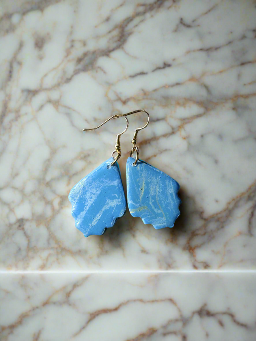 Marble look earrings blue