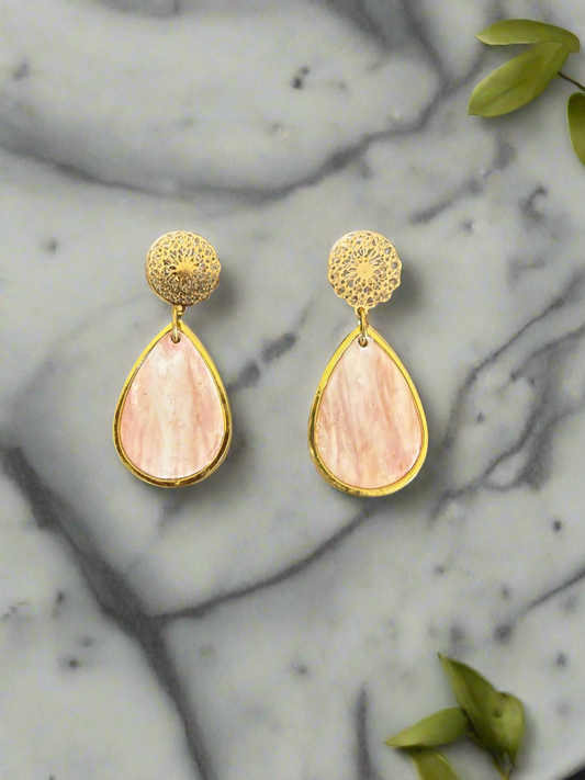 Pretty Pink Marble Earrings
