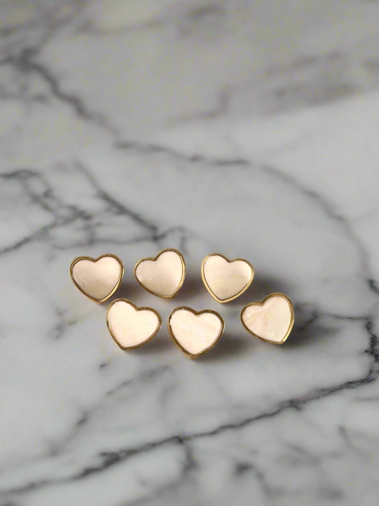 Pink with gold edge heart studs 