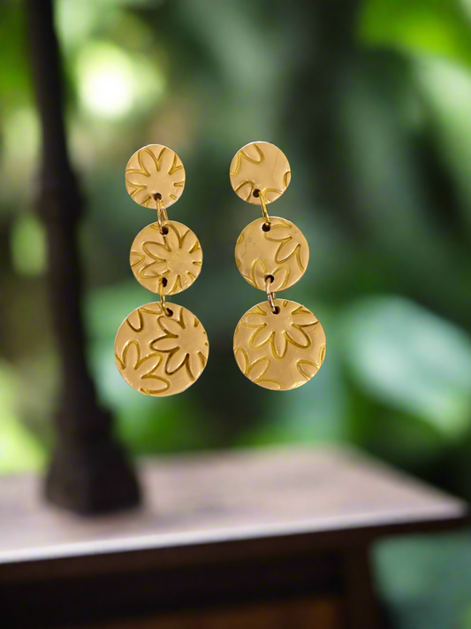 Triple Hanging Flower Earrings