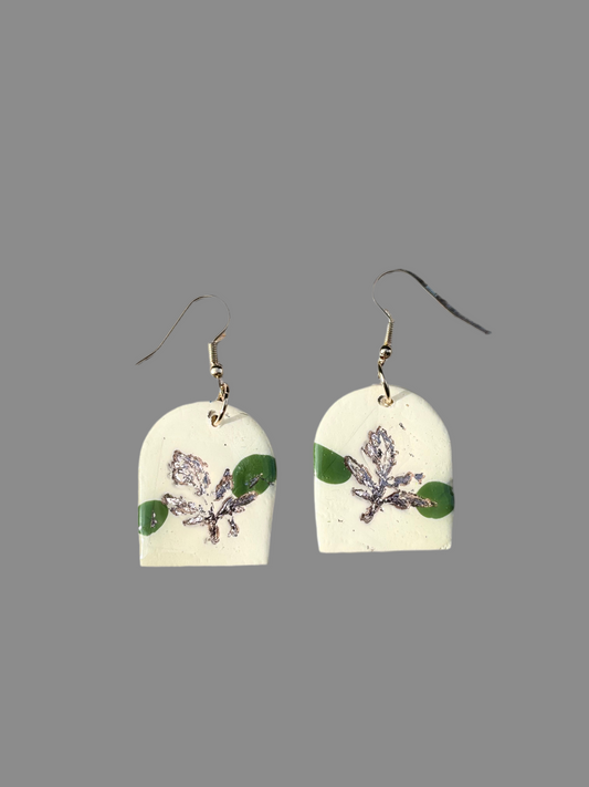 Cream and Gold Foil Earrings