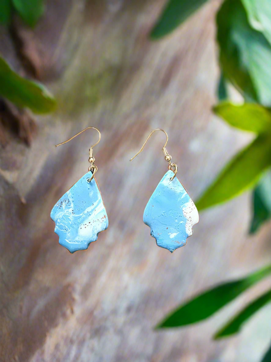 Blue Marble Look Single Hanging Earrings