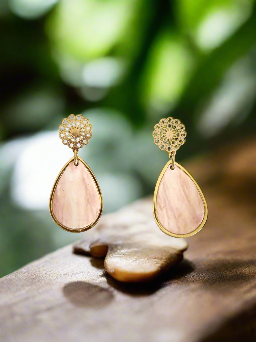 Pretty Pink Marble Earrings